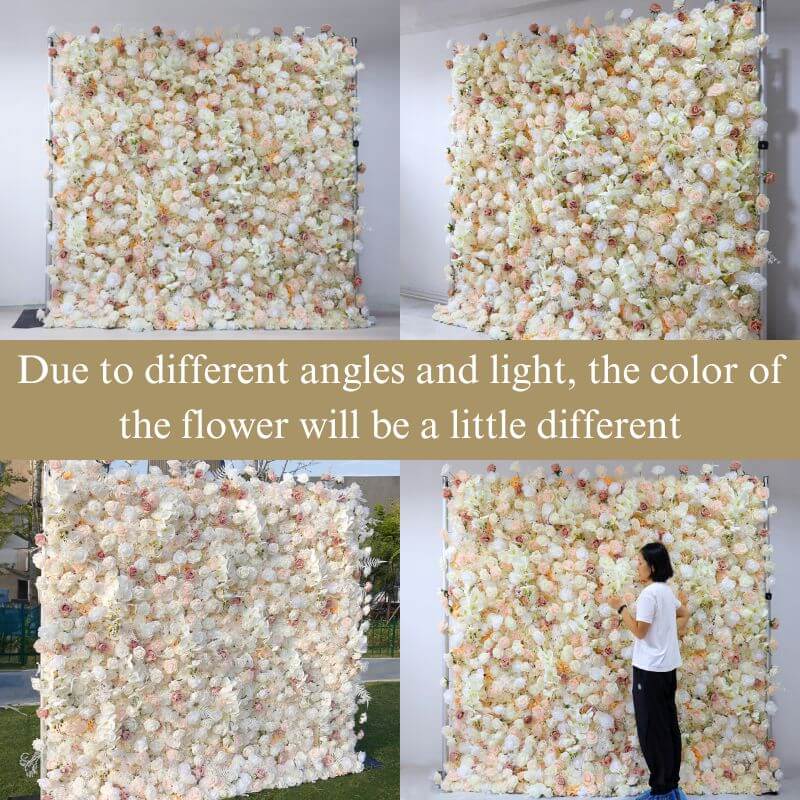 Champagne pink white rose flower wall  is vivid and realistic from all angles.