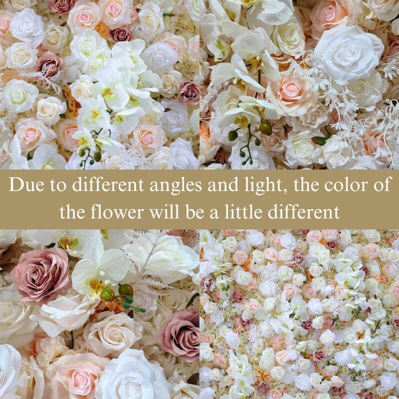 Champagne pink white rose flower wall is vivid and realistic from all angles.