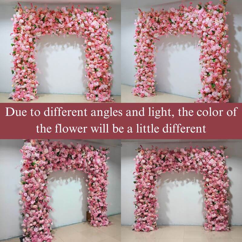 Pink Fabric Artificial Flower Wall Arch is vivid and realistic from any angle.