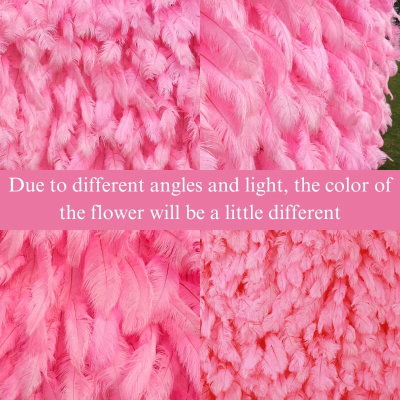 Pink feather flower wall is vivid and realistic from any angle.