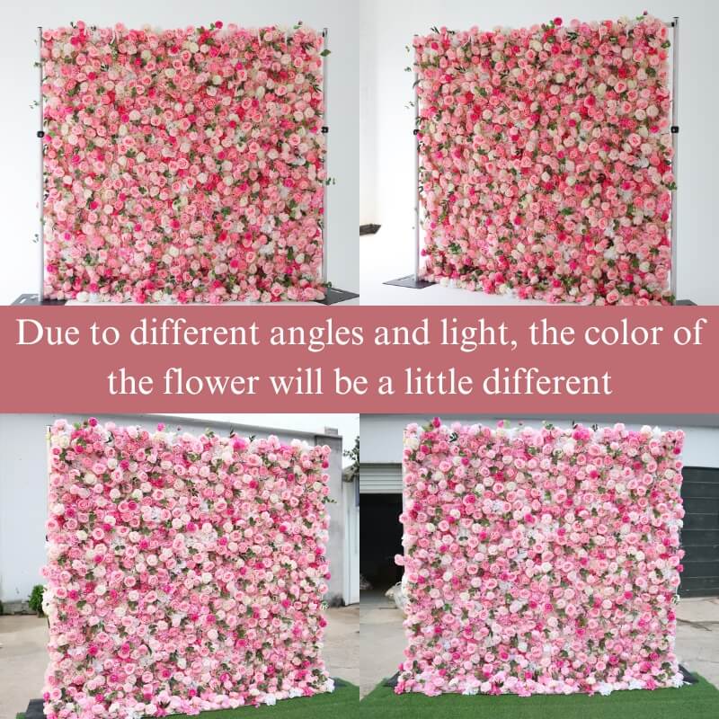 Pink rose flower wall backdrop is vivid and realistic from all angles.