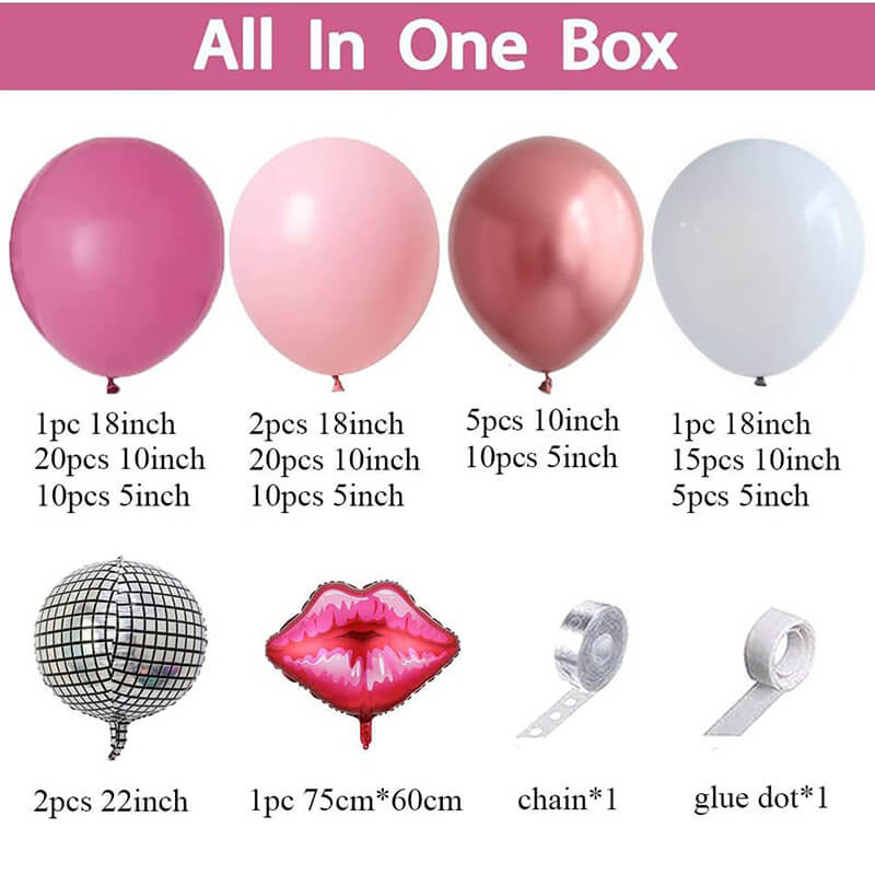 Pink Rose Gold Balloon Silver Balloon Kit Girl Birthday Theme Party –  ubackdrop