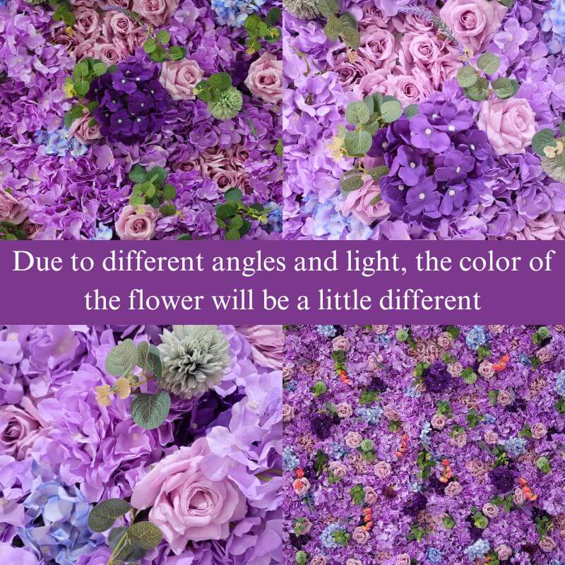 Purple roses hydrangea flower wall is vivid and realistic from all angles.