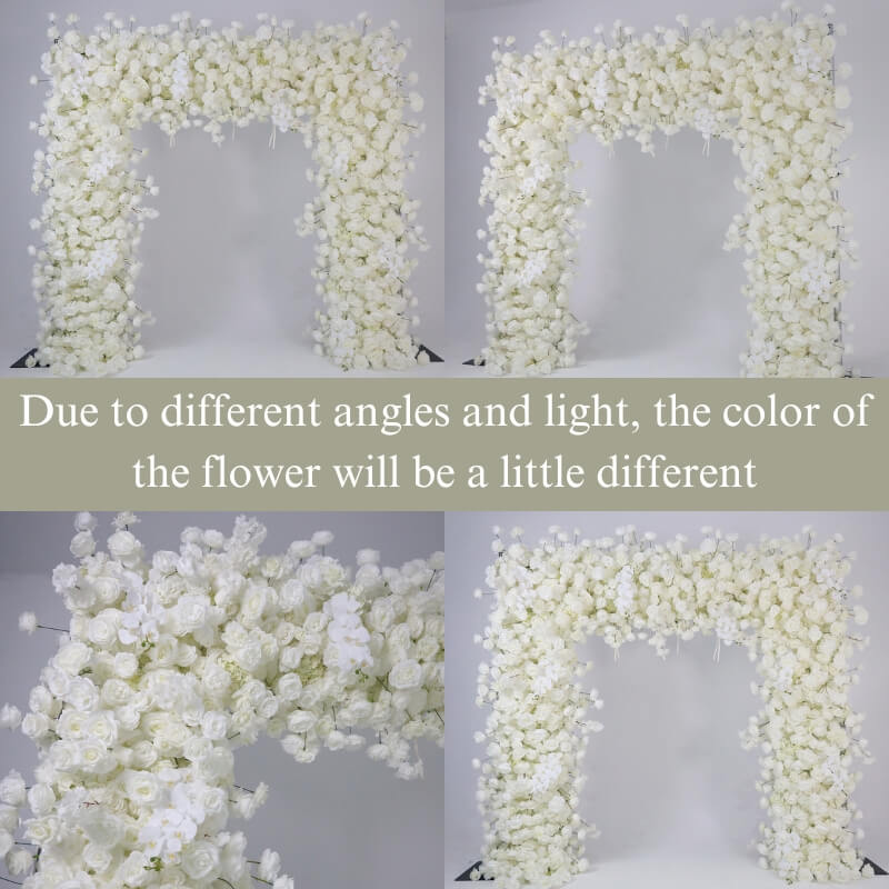 White fabric artificial flower wall is vivid and realistic from all angles.