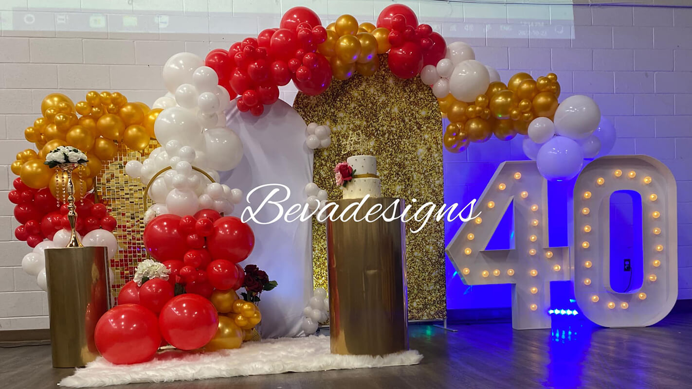 light gold shimmer wall 40th birthday decoration