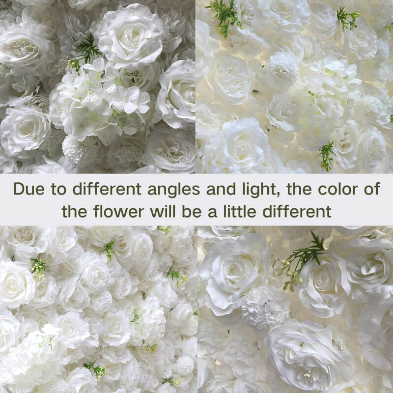 3D white luxury fabric artificial flower wall  is vivid and realistic from any angle.