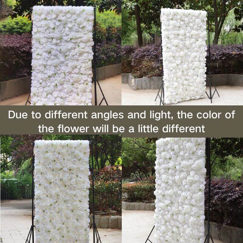 3D white luxury fabric artificial flower wall is vivid and realistic from any angle.