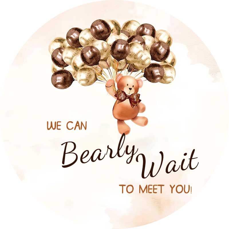 Can Bearly Wait Round Backdrop for Baby Shower Decoration-ubackdrop