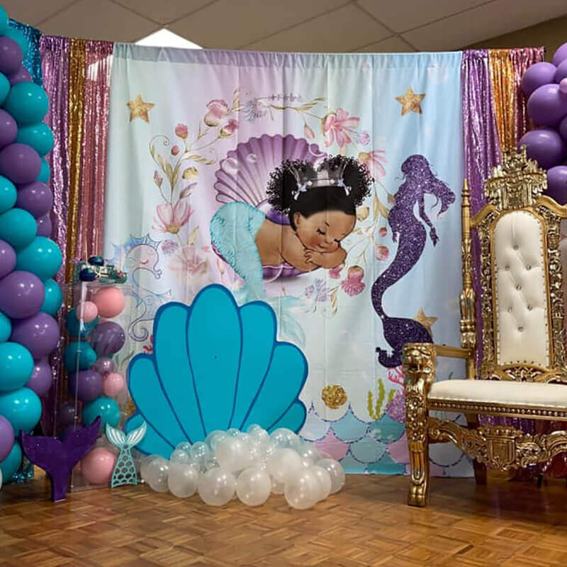 Various Good Looking Mermaid Theme Custom Backdrop for Birthday Events &  Baby Shower – ubackdrop