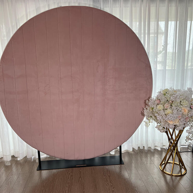 Pink Velvet Round Backdrop Cover with Stand | Birthday&Baby Shower&Wedding Decorations-ubackdrop