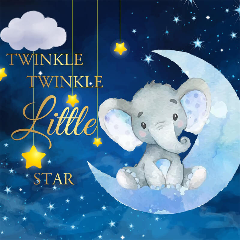 Twinkle Twinkle Little Star Elephant Baby Shower Backdrop – ubackdrop