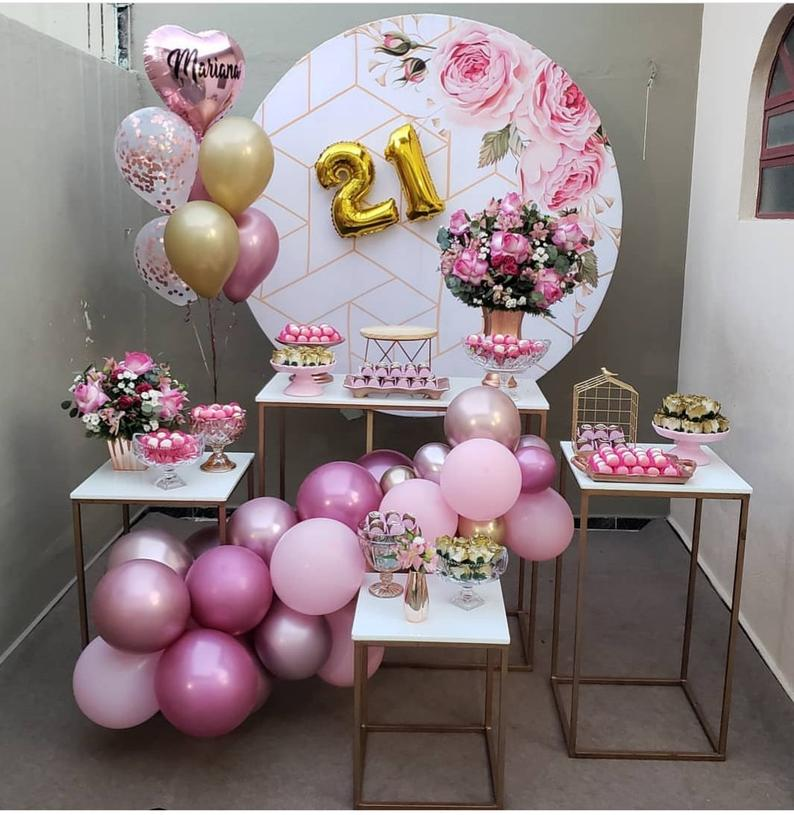 Custom Pink Flower Round Backdrop Floral Party Decor – ubackdrop