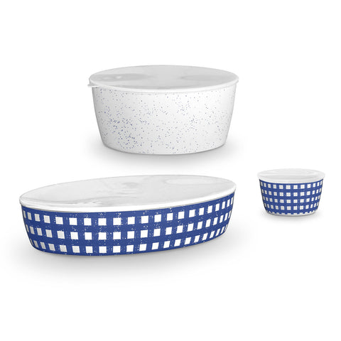 Homemade Navy Set Of 3 Lidded Bowls