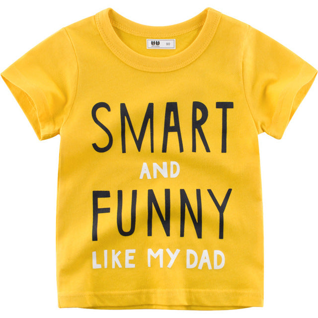 imbracaminte din bumbac pentru copii sau bebelusi, tricou cu imprimeu Smart and Funny, pentru vara
