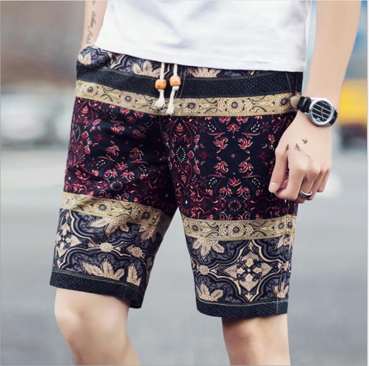 Pantaloni scurti casual pentru barbati, cu talie elastica, model la moda cu imprimeu si stil pentru strada