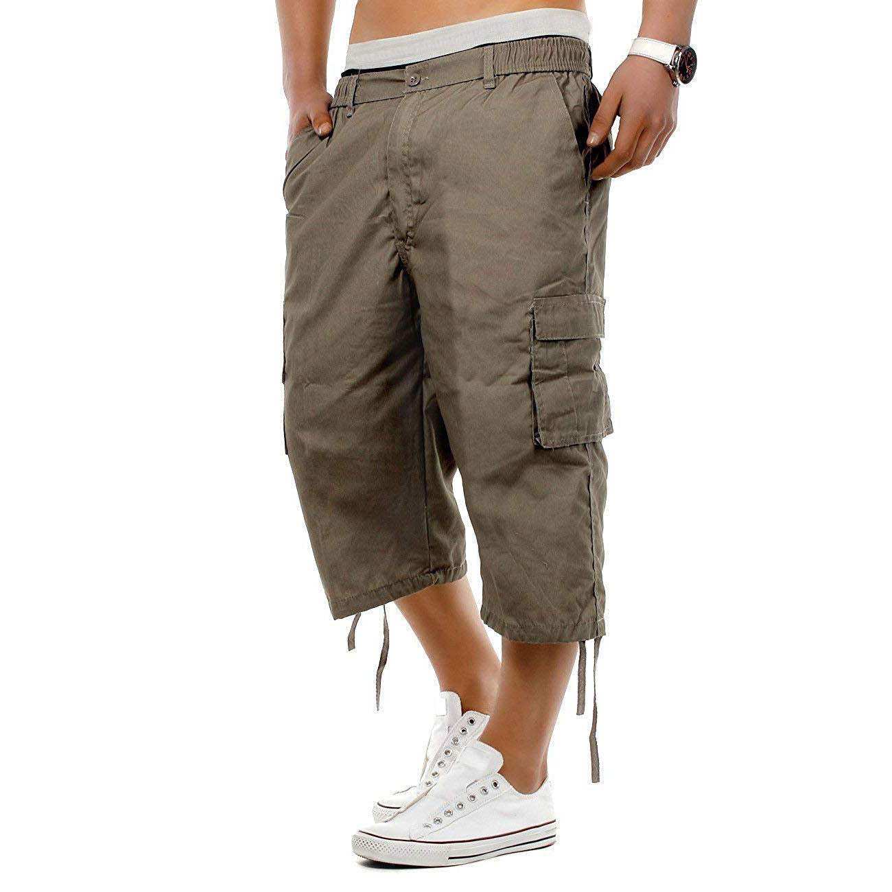 Pantaloni moderni ?i casual pentru barbati, trei sferturi, cu elastic in talie, model cool pentru vara