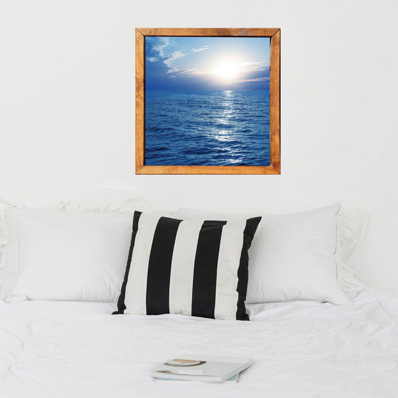 Sticker 3D pentru decoratiuni interioase, tablou cu rasarit de soare, rama foto pentru ocean