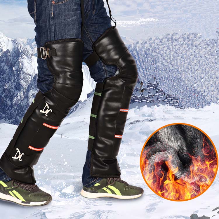 

Protecții de iarnă pentru genunchi, pentru bărbați, groase, călduroase și rezistente la apă, din piele ecologică, lungime 68 centimetri