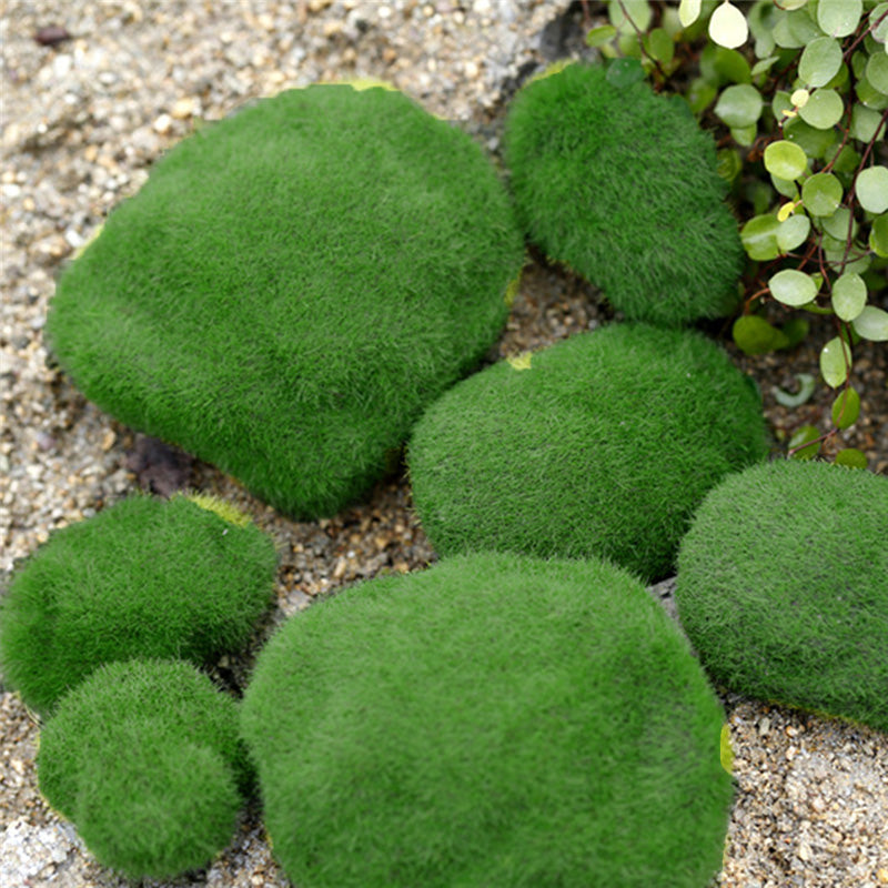 

4 bucati de imitatie de piatra acoperite cu muschi verde artificial, de marimi diferite, decoratiuni pentru plantele de ghiveci sau pentru gradina