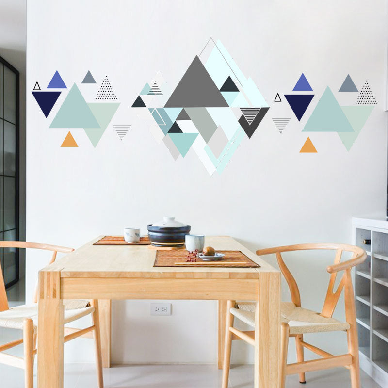 Decoratiune interioara pentru sufragerie sau dormitor, sticker de perete cu design minimalist geometric creativ, cu triunghiuri