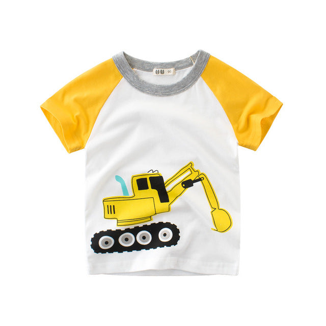 imbracaminte din bumbac pentru copii sau pentru bebelusi, tricou cu un excavator simpatic, pentru vara
