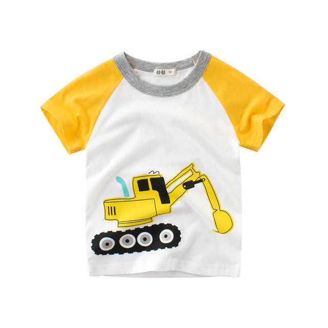 imbracaminte din bumbac pentru copii sau pentru bebelu?i, tricou cu un excavator simpatic, pentru vara