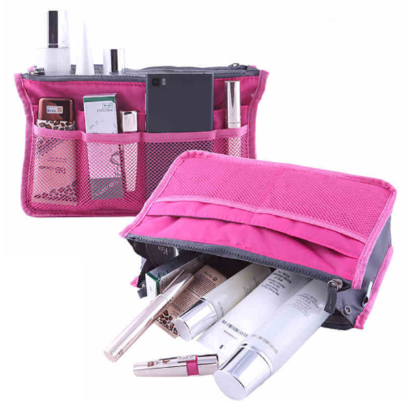 Organizator pentru cosmetice, multifunctional, cu fermoar, capacitate mare