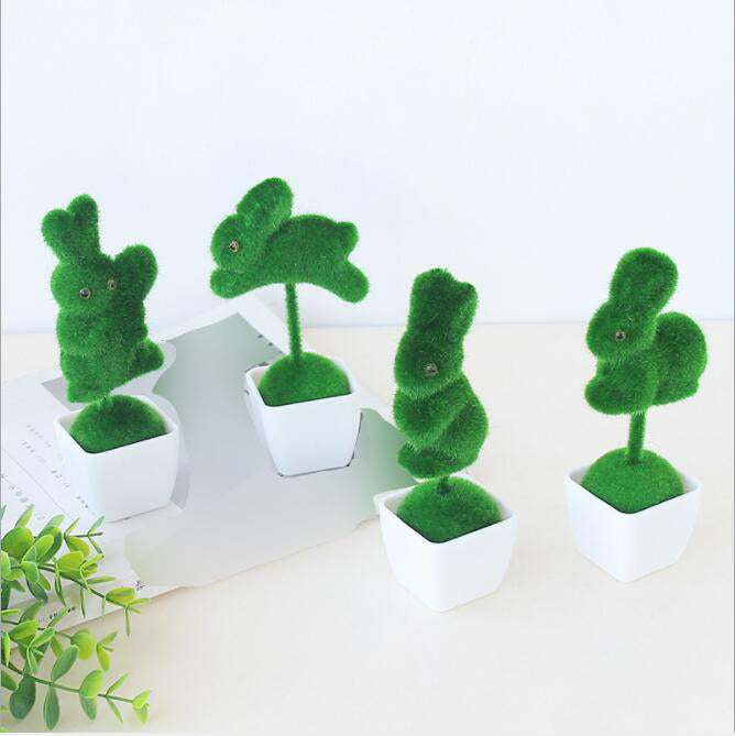 

Decorațiune pentru casă sau birou, în formă de plantă verde artificială în formă de iepure
