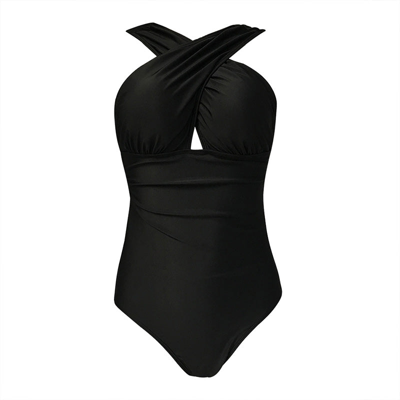 Costum de baie sexy, pentru femei, dintr-o piesa, intreg, cu bretelele incrucisate si spatele gol, costume de inot simple, uni, imbracaminte pentru plaja