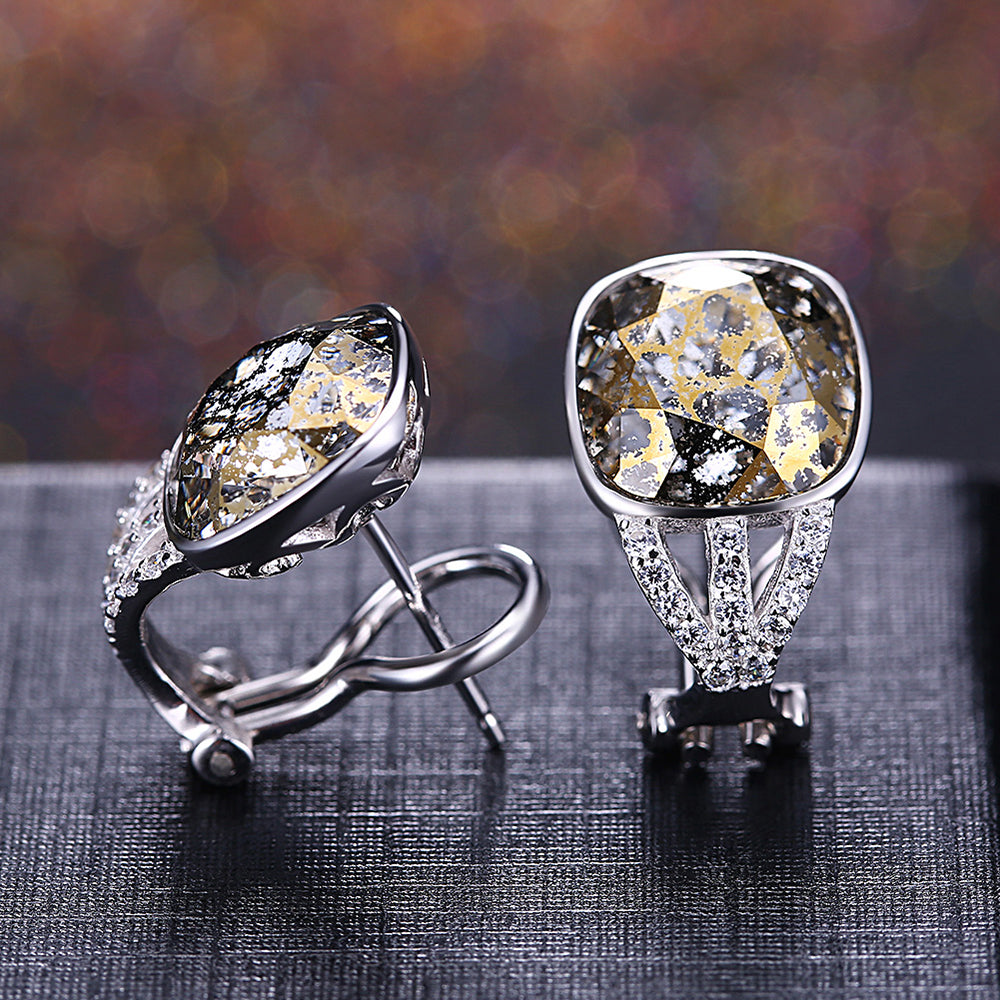 Cercei NEER model unic, din argint cu cristal multicolor, cercei din gama bijuteriilor de dama pentru nunta, petrecere sau de oferit cadou