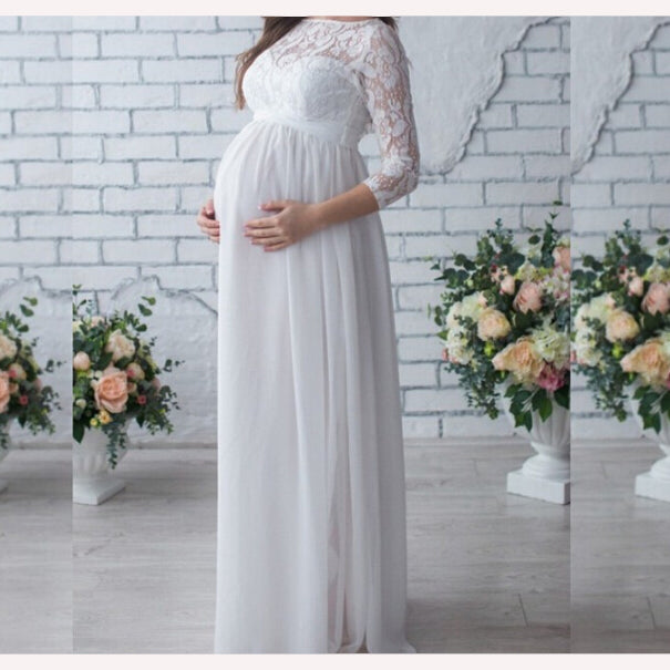 Rochie moderna de maternitate, ideala pentru o sedinta foto cu o rochie maxi pentru femei insarcinate, din dantela, eleganta, sexy, pentru femei insarcinate