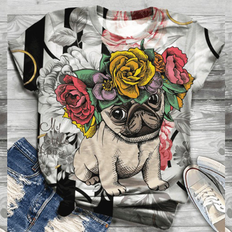 

Tricou cu mânecă scurtă cu imprimeu pentru câini pentru femei