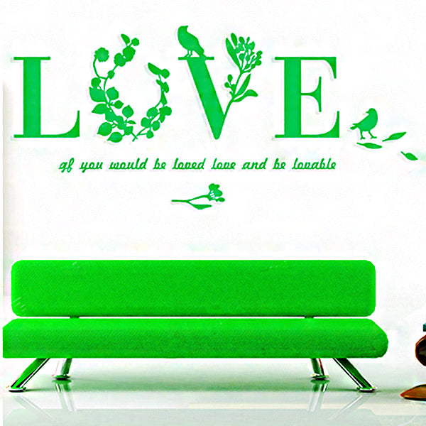 Sticker de perete din gama DIY, Do It Yourself, Fa tu singur, model cu oglinda si cu cuvantul Love(iubire) imprimat, autocolant decorativ pentru perete de fundal