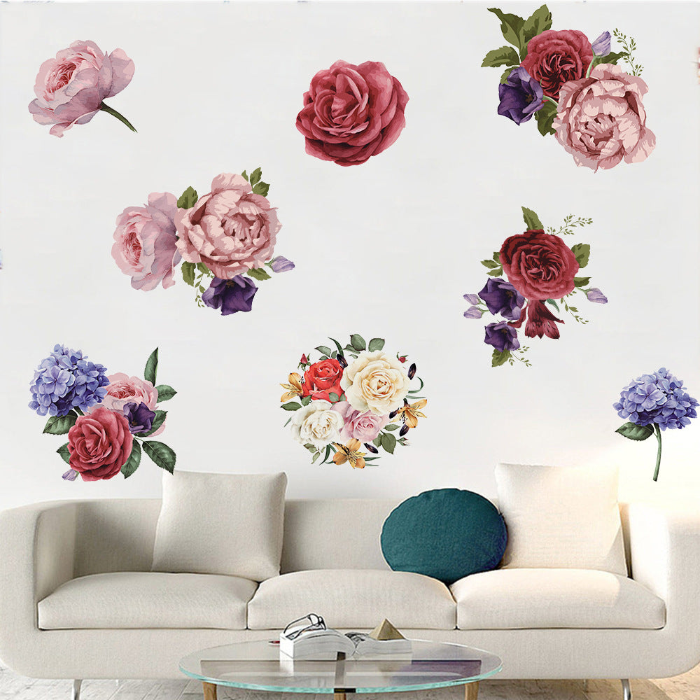 Decoratiune interioara pentru dormitor sau sufragerie, sticker de perete cu model floral