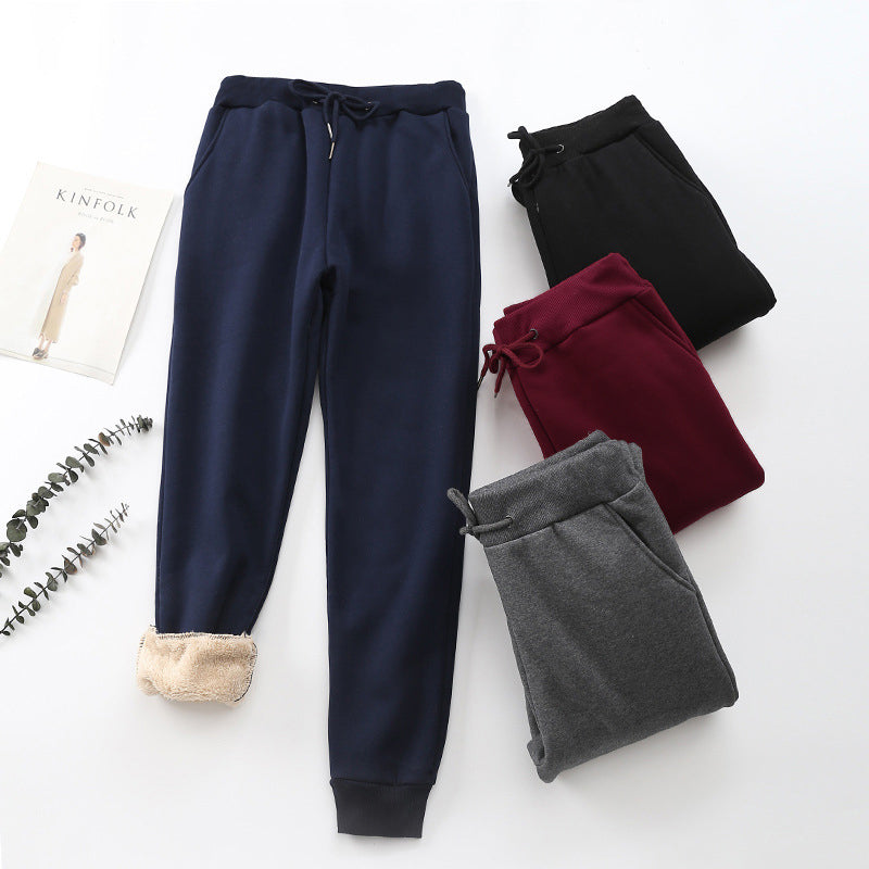 Pantaloni de toamna si iarna pentru femei, cu plus si elastic in talie, pantaloni casual