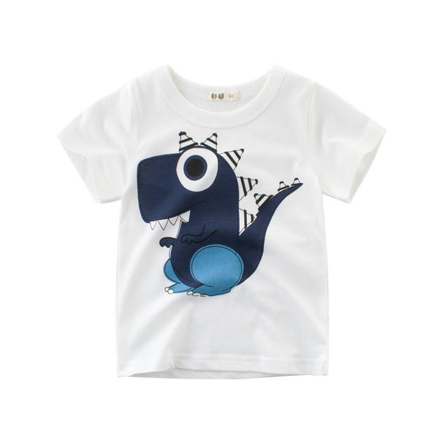 imbracaminte din bumbac pentru copii sau bebelu?i, tricou alb cu dinozaur simpatic, pentru sezonul estival