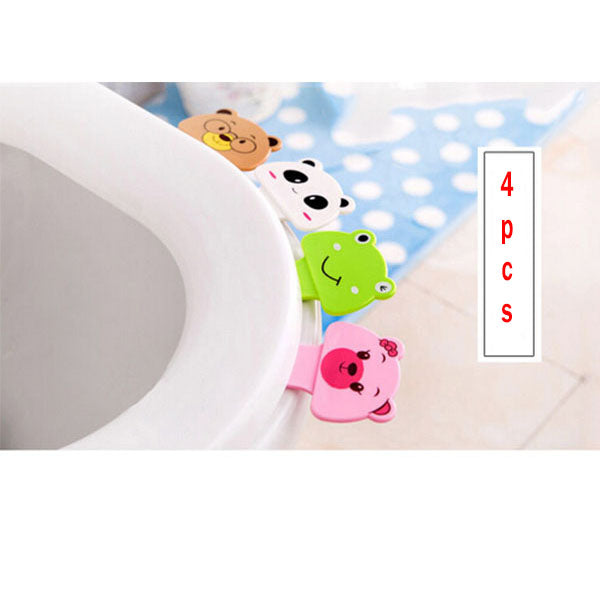 

4 ridicatoare de capac pentru wc cu model de desen animat, nostime, originale, care protejeaza mainile de capacul murdar al toaletei, model portabil