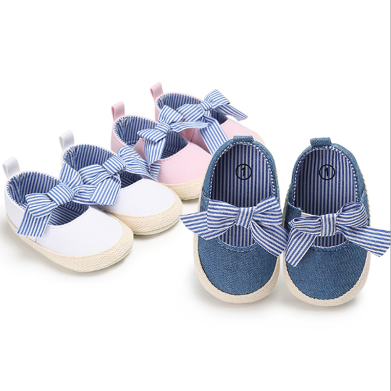 Incaltaminte de vara, stilata, pantofi pentru nou-nascuti si fetite mici, cu talpa moale, casual, din bumbac in dungi, pantofi de printesa, model crib