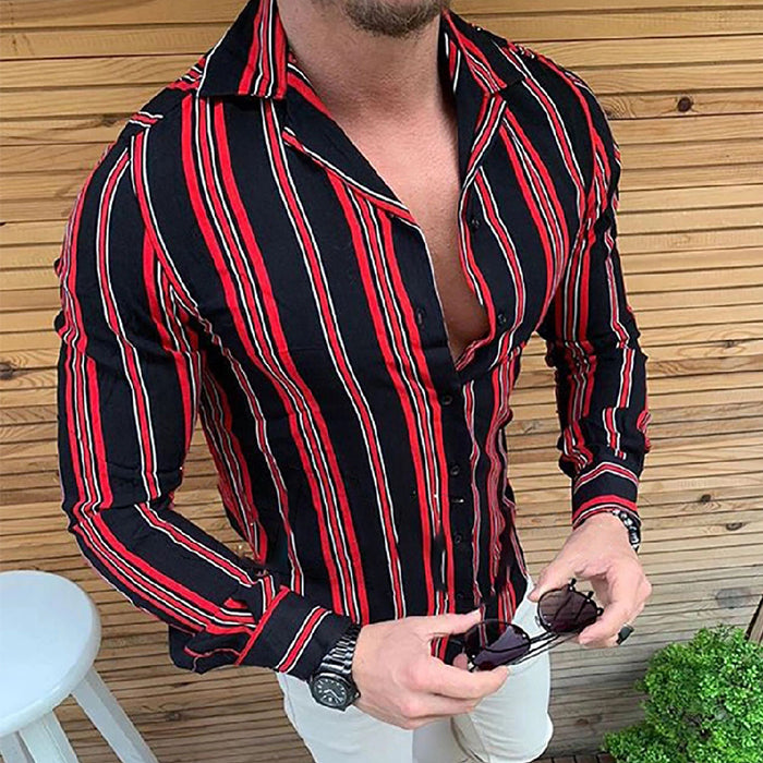 

Cămașă casual pentru bărbați, cu mâneci lungi, cămașă cu imprimeu model cu dungi