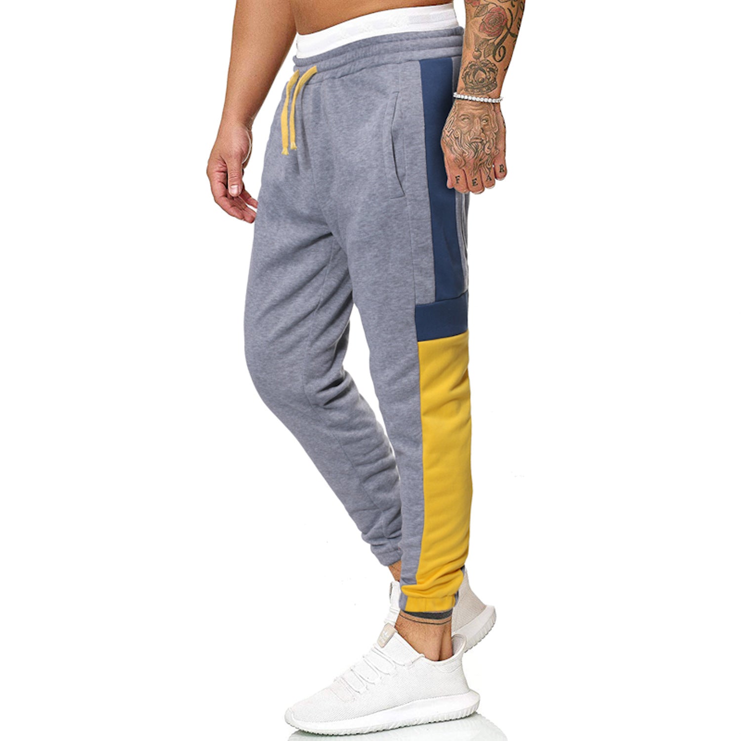 Pantaloni moderni ?i lungi pentru barbati, in stil sport casual, cu elastic in talie