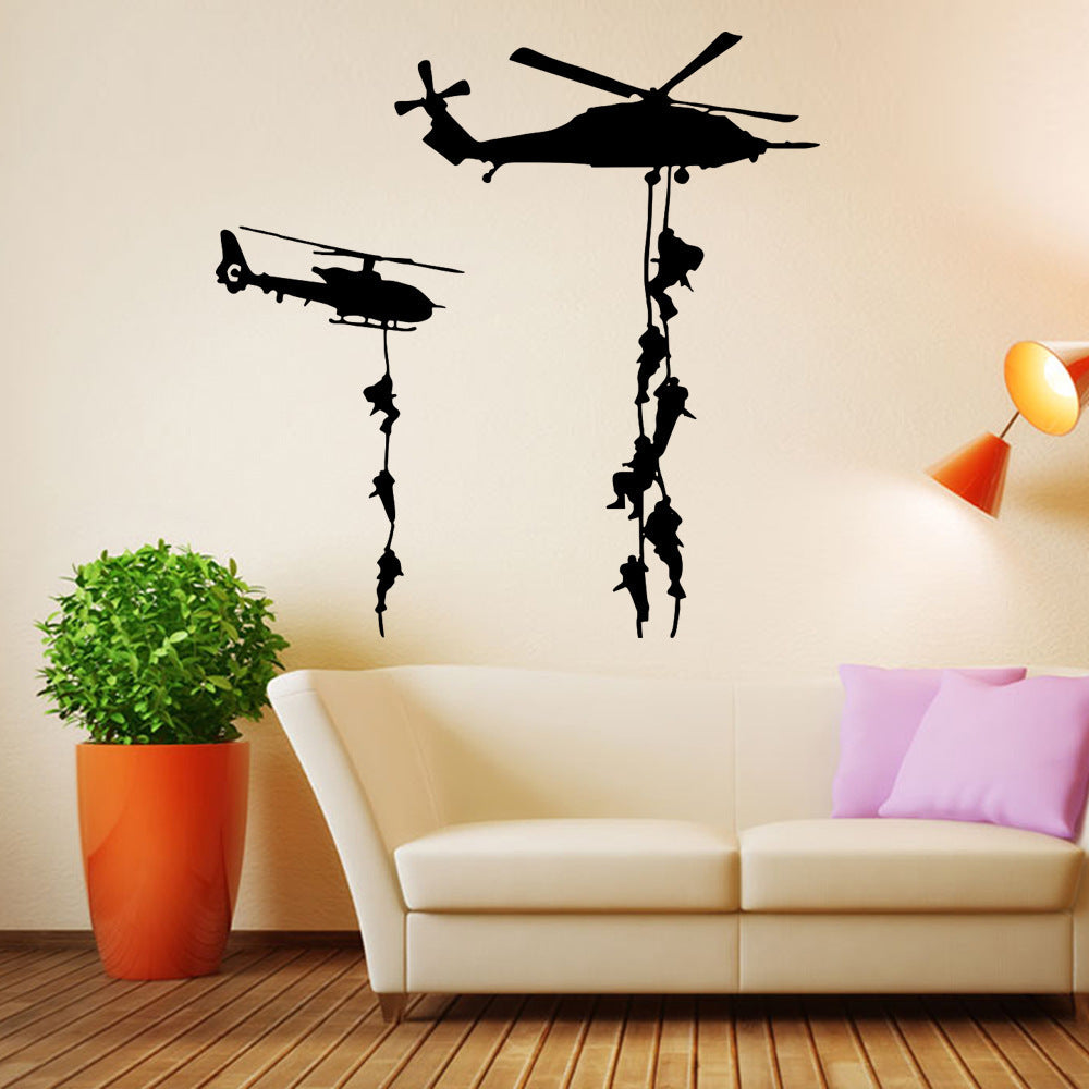 Decoratiune interioara pentru dormitor sau sufragerie, sticker de perete cu elicopter