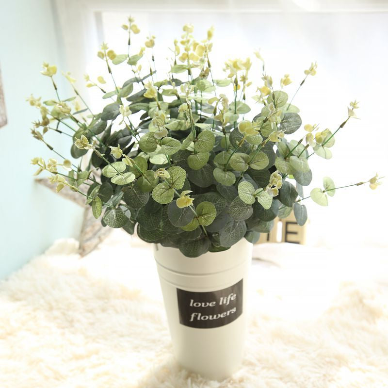 2 flori artificiale de eucalipt cu frunze, flori sintetice pentru decoratiunile de nunta, petrecere sau locuinte
