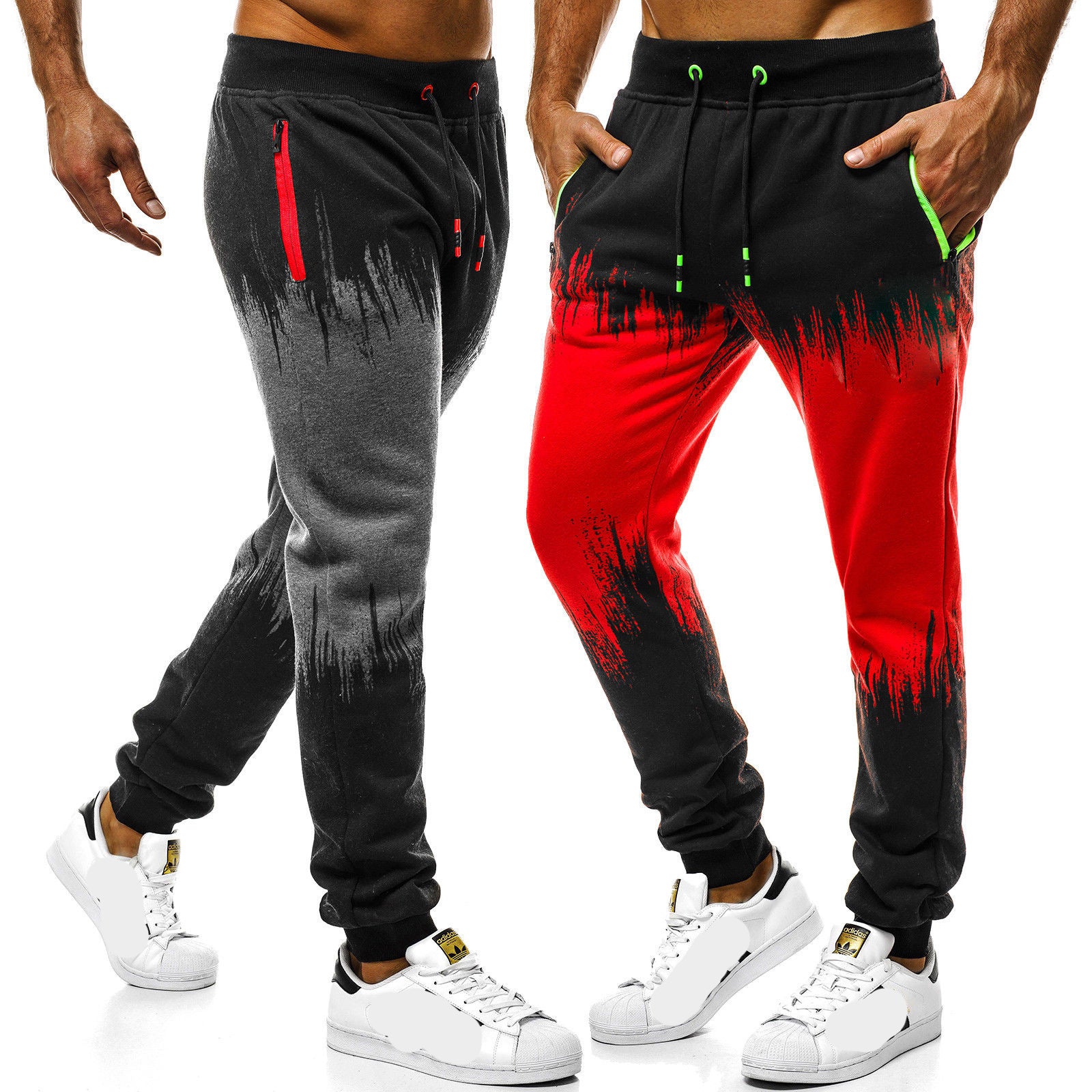 Pantaloni sport din amestec de bumbac si poliester, croiala slim, pantaloni in stil hip hop