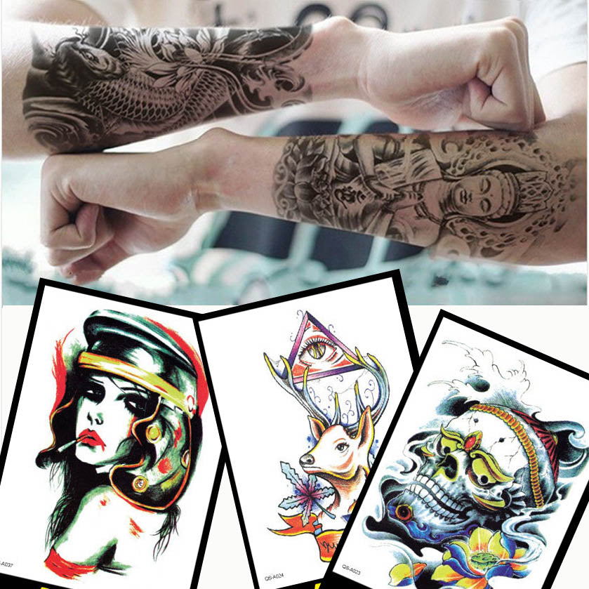 Sticker Tatuaj Colorat, Negru, Ornament Impermeabil, pentru Barbati ?i Femei, Frumusete, Corp