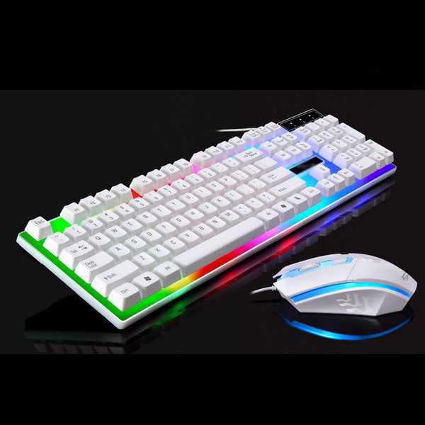 Set tastatura ?i mouse fara fir cu usb, model gaming, tastatura luminata