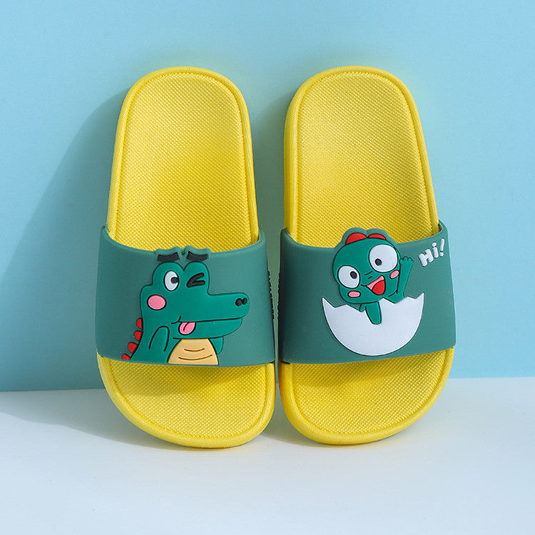 Papuci draguti de vara pentru copii, cu dinozauri animati, comozi, cu talpa anti alunecare