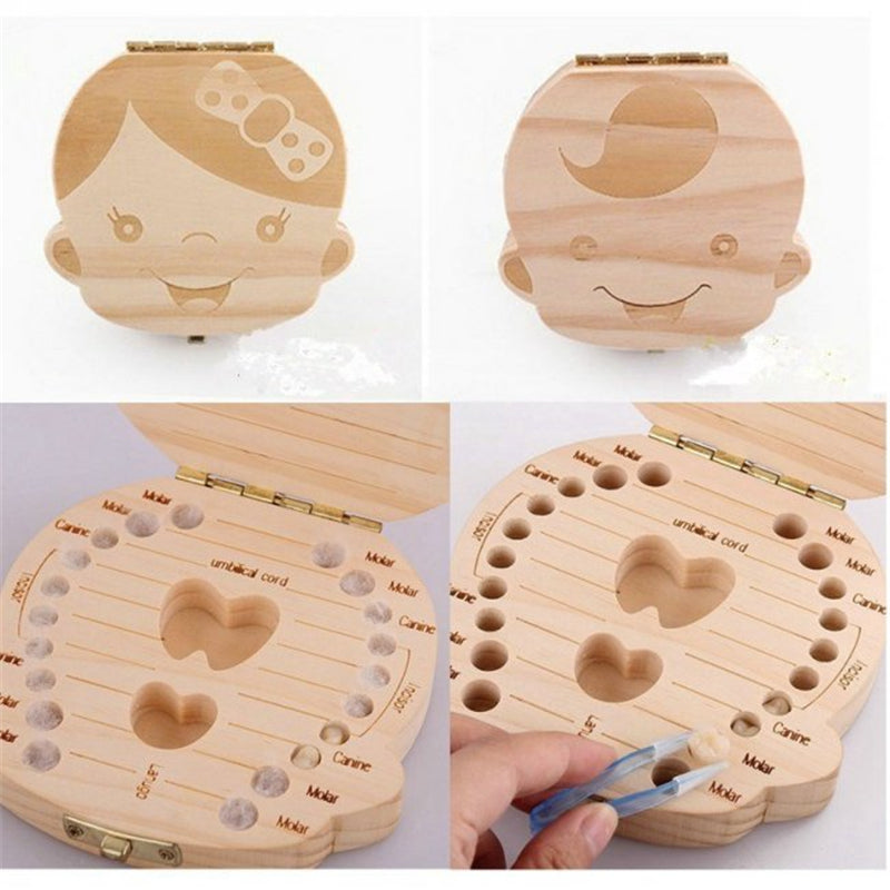 

Cutie din lemn realizată manual pentru păstrarea dinților copilului