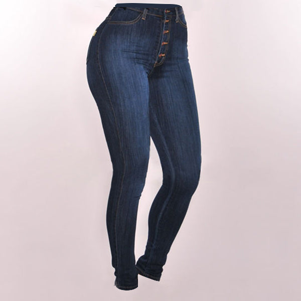 Pantaloni blugi model slim din material elastic, cu talie inalta, pentru femei, pentru toamna si iarna