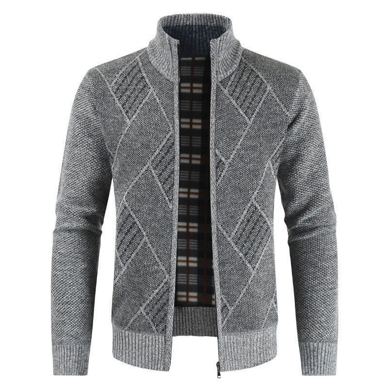 Haina moderna de toamna si iarna pentru barbati, pulover tricotat cu fermoar