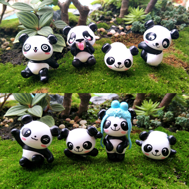 

Set de 8 figurine nostime din rasina, ursuleti panda, decoratiuni tip statui in miniatura, pentru micro-peisaje sau recipiente din sticla pentru decor